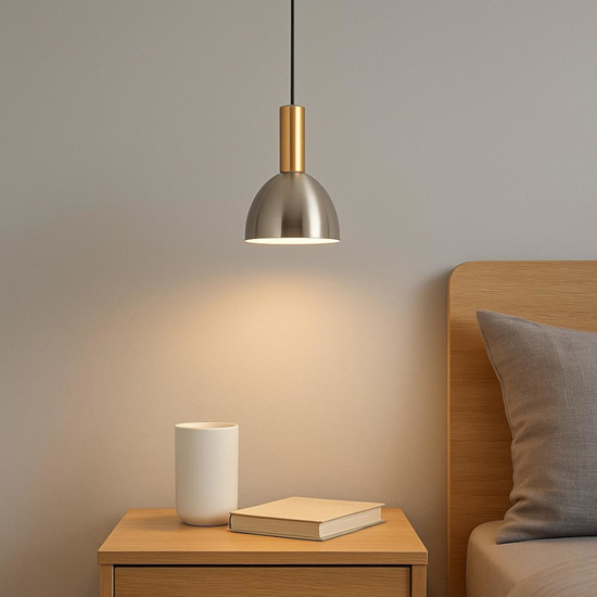 Lampada a sospensione per comodino vetro fume' led 3000k Lampada a sospensione per comodino vetro fume' led 3000k