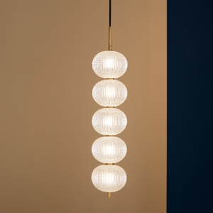 Lampada a sospensione oro stile contemporaneo sfere trasparenti