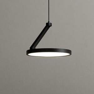 Lampada a sospensione disco nero design moderna led 14w 3000k