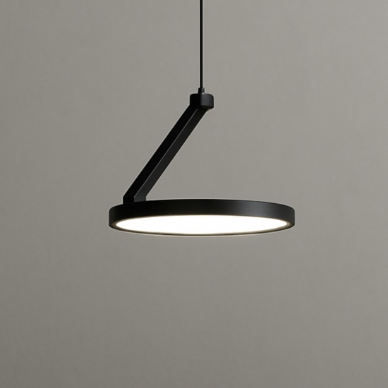 Lampada a sospensione disco nero design moderna led 14w 3000k Lampada a sospensione disco nero design moderna led 14w 3000k