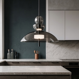 Maytoni bangkok lampadario da cucina led 12w 3000k campana in vetro