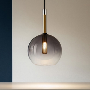 Lampada a sospensione empire sp1 sfera ideal lux vetro fume
