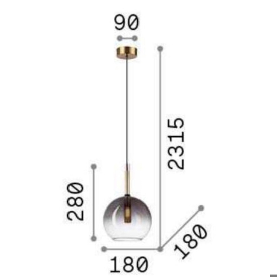 Lampada a sospensione empire sp1 sfera ideal lux vetro fume Lampada a sospensione empire sp1 sfera ideal lux vetro fume