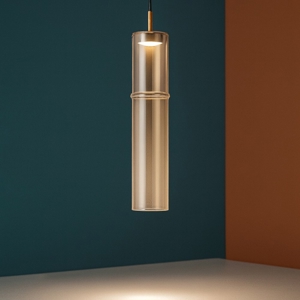 Lampada a sospensione vetro ambra per comodino led 3000k