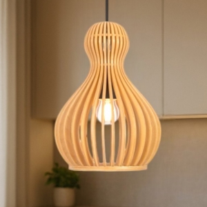 Maytoni roots lampada a sospensione per cucina paralume in legno