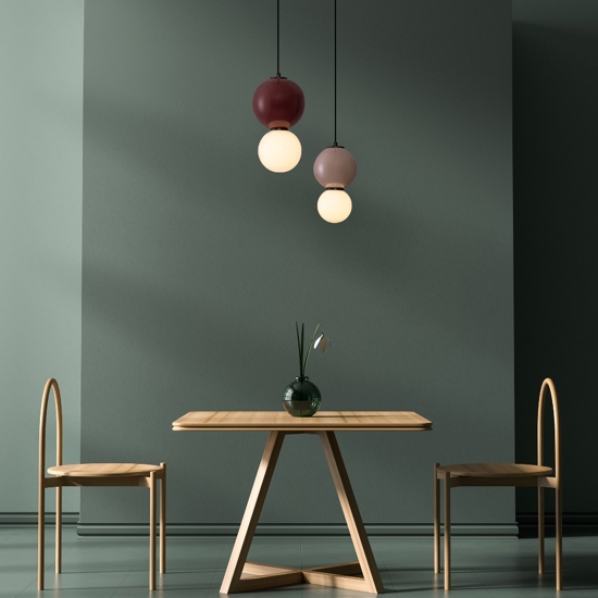 Lampada a sospensione da cucina bordeaux diametro 18cm led 3000k