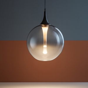Lampada a sospensione per comodino con sfera in vetro led 3000k