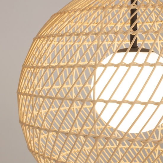 Maytoni cane lampadario da cucina con paralume intrecciato