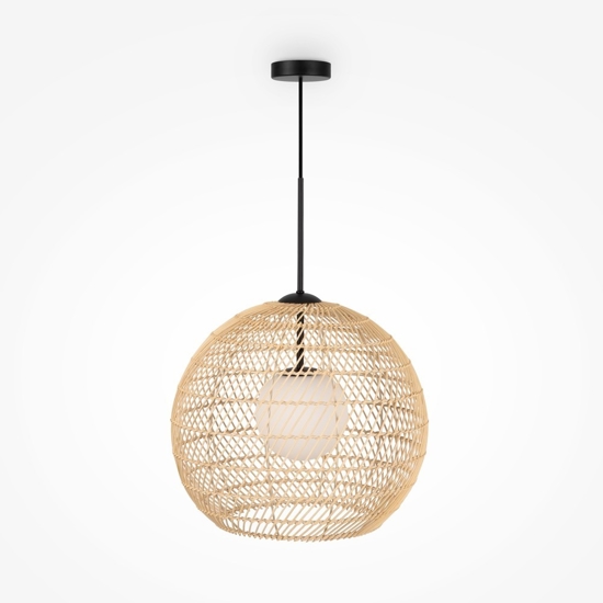 Maytoni cane lampadario da cucina con paralume intrecciato
