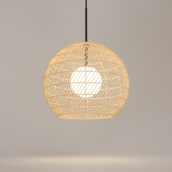 Maytoni cane lampadario da cucina con paralume intrecciato