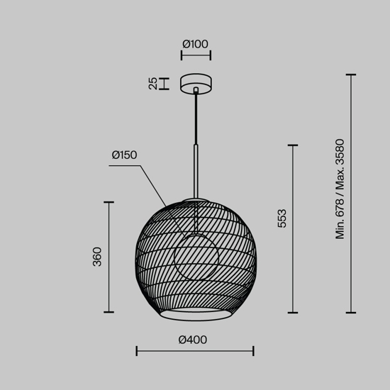 Maytoni cane lampadario da cucina con paralume intrecciato