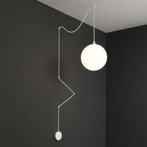 Ideal lux boa sp1 lampada a sospensione cavo in tessuto bianco sfera vetro