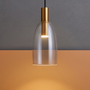 Lampada a sospensione oro vetro fume led 7w 3000k per cucina