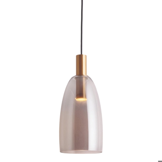 Lampada a sospensione oro vetro fume led 7w 3000k per cucina