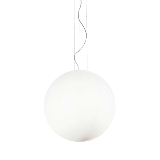 Lampadario moderno mapa bianco ideal lux sp1 d50 boccia di vetro bianco 50cm