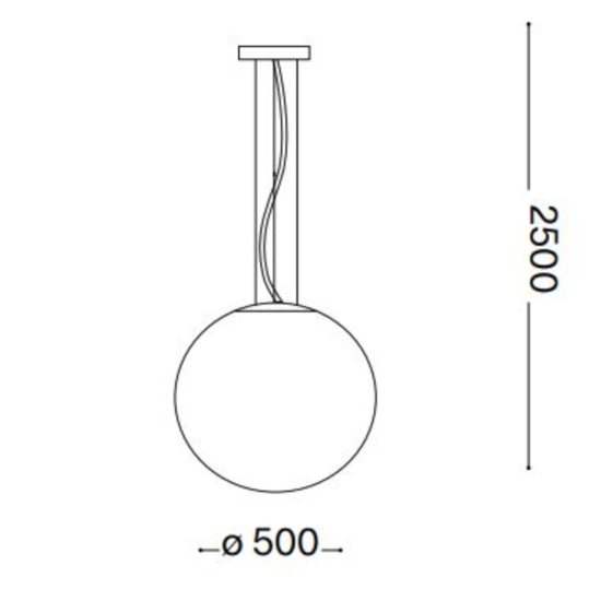 Lampadario moderno mapa bianco ideal lux sp1 d50 boccia di vetro bianco 50cm