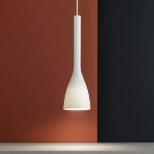 Ideal lux flut sp1 small lampada a sospensione per isola cono vetro bianco