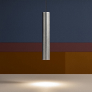 Ideal lux look sp1 d06 lampada sospensione cilindro foglia argento