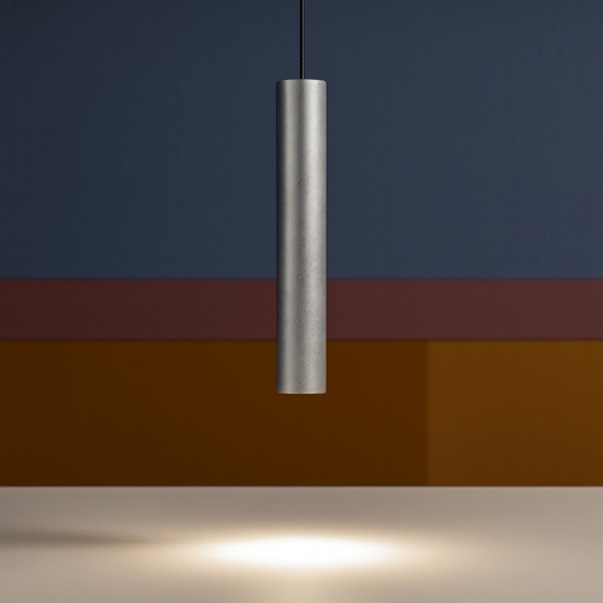 Ideal lux look sp1 d06 lampada sospensione cilindro foglia argento