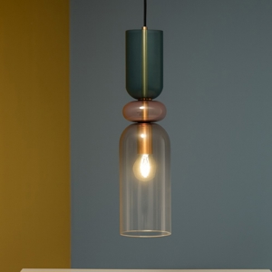Lampada a sospensione da comodino vetro multicolor