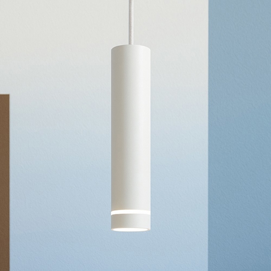 Lampada a sospensione per isola cilindro bianco Lampada a sospensione per isola cilindro bianco