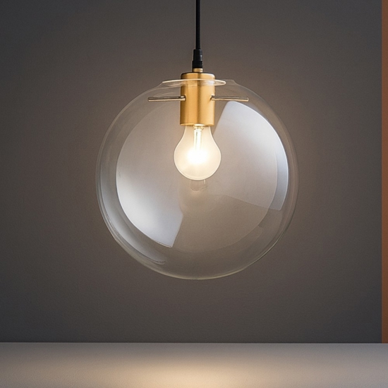 Lampada a sospensione sfera di vetro 25cm boccia trasparente