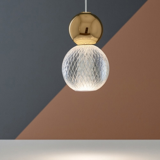Lampada a sospensione sfera oro per camera da letto