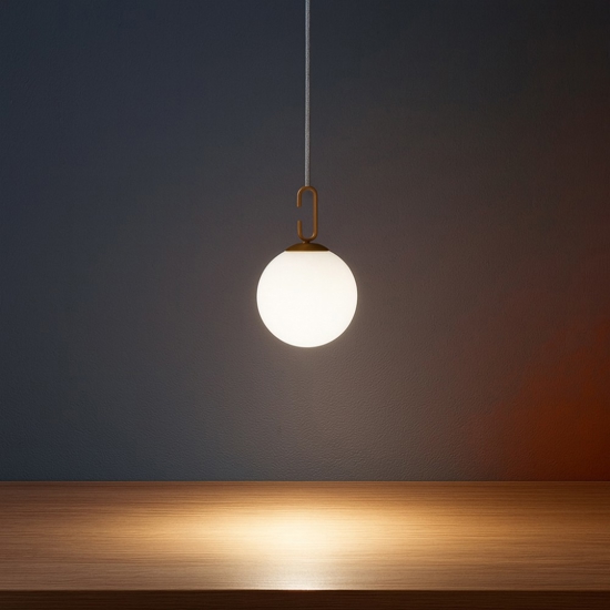 Lampada a sospensione led sfera vetro per camera da letto
