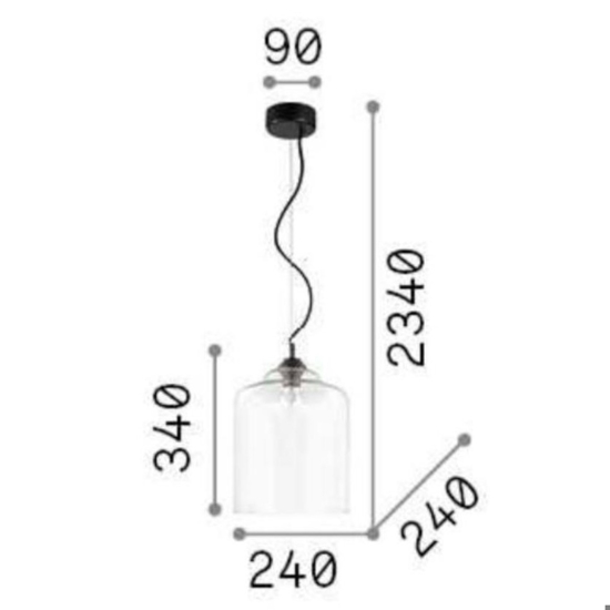 Bistro sp1 square ideal lux lampada a sospensione isola cucina vetro grigio fume
