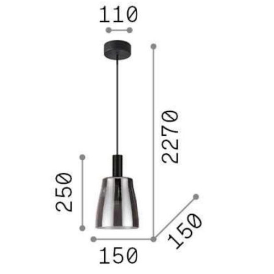 Ideal lux coco-3 sp lampada in vetro a sospensione per cucina led 3000k cavo regolabile