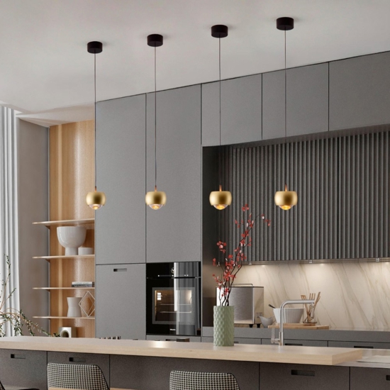 Lampada oro a sospensione sfera per cucina