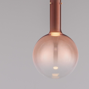 Lampada a sospensione led sfera vetro tonalità rosa