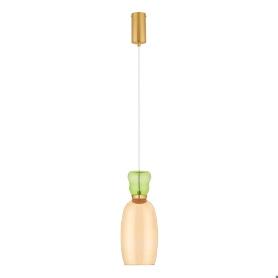 Lampada oro moderna sospensione vetro giallo verde da comodino