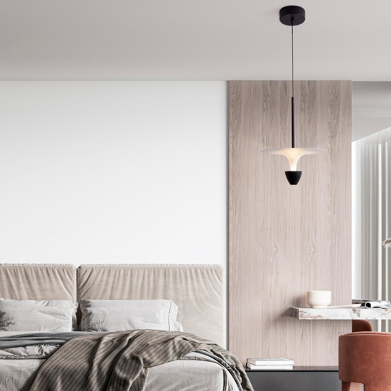 Lampada a sospensione bianco nero led 11w 3000k moderna Lampada a sospensione bianco nero led 11w 3000k moderna