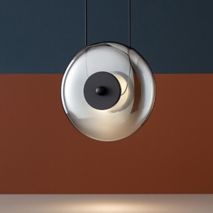 Lampada led a sospensione nera disco di vetro fume