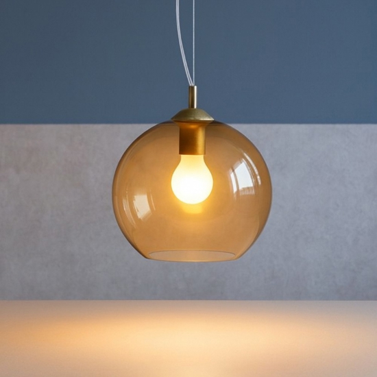 Nemo sp1 d20 ideal lux lampada a sospensione vetro sfera ambra
