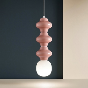 Lampada sospensione di ceramica rosa pastello moderna