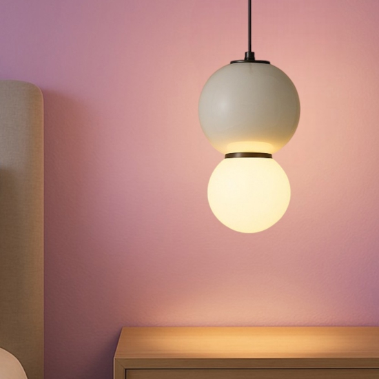 Lampada a sospensione grigia per comodino diametro 15cm led 3000k
