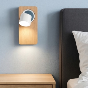Beebo w rovere applique da comodino in legno led 5w 3000k con interruttore