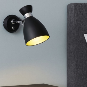 Applique orientabile nero oro per comodino camera da letto