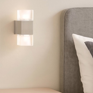 Applique da comodino con interruttore grigio cubi vetro led fp