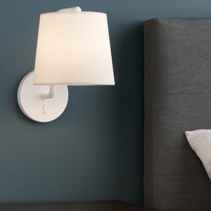 Applique bianco per comodino camera da letto interruttore paralume bianco