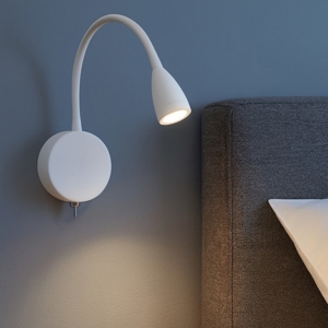 Applique bianco per comodino camera da letto 3w 3000k orientabile con interruttore