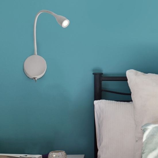 Applique bianco per comodino camera da letto 3w 3000k orientabile con interruttore