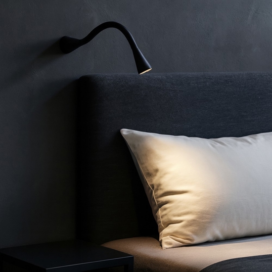 Linea light snake w1 nero led 1,5w 3000k applique da comodino