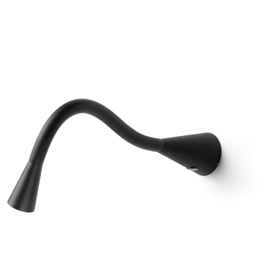 Applique led 2w 3000k orientabile nero con interruttore linea light snake w1