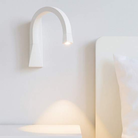 Applique linea light snake w3 con interruttore squadrato bianco