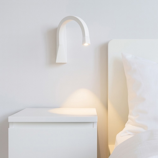 Applique linea light snake w3 con interruttore squadrato bianco