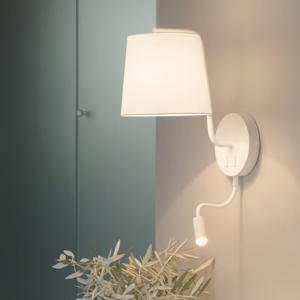Visualizza i dettagli per Applique per comodino camera da letto con interruttore paralume bianco Applique per comodino camera da letto con interruttore paralume bianco