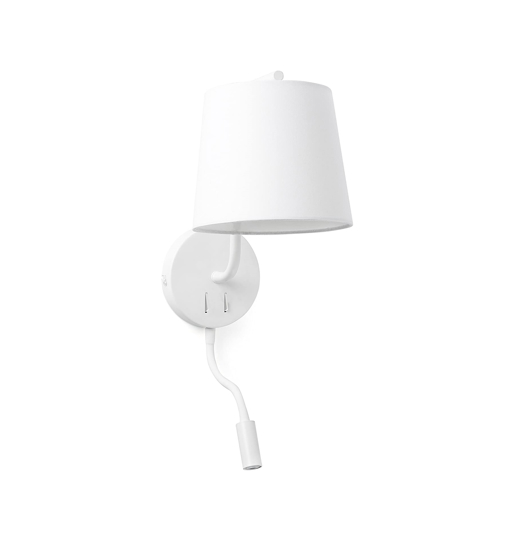 Applique per comodino camera da letto con interruttore paralume bianco